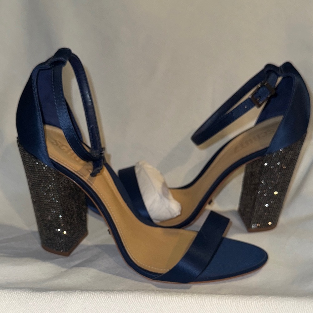 LAST CHANCE SCHUTZ Women's Navy rhinestone Heels